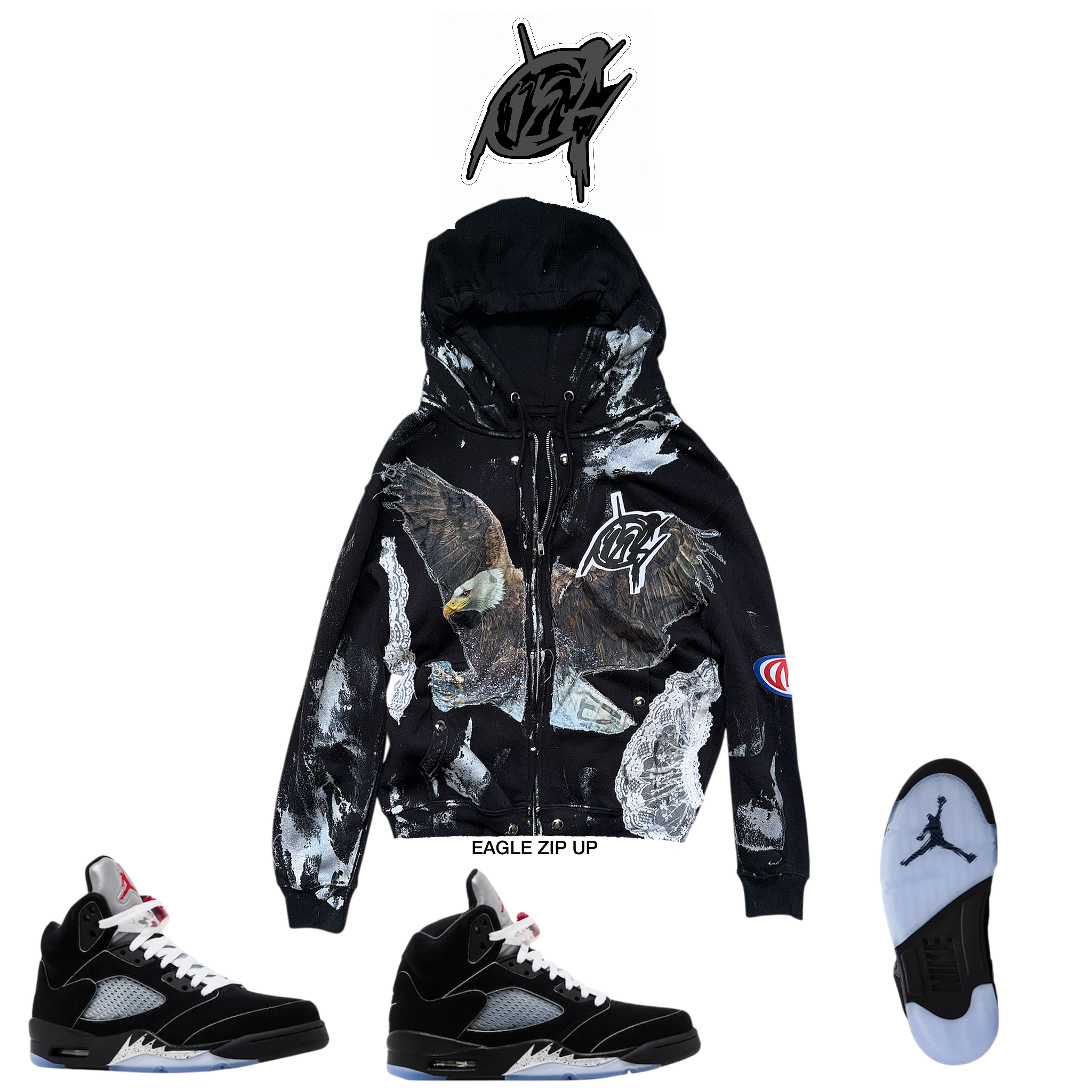 Black Lace eagle Zip-Up ( only 1 made)
